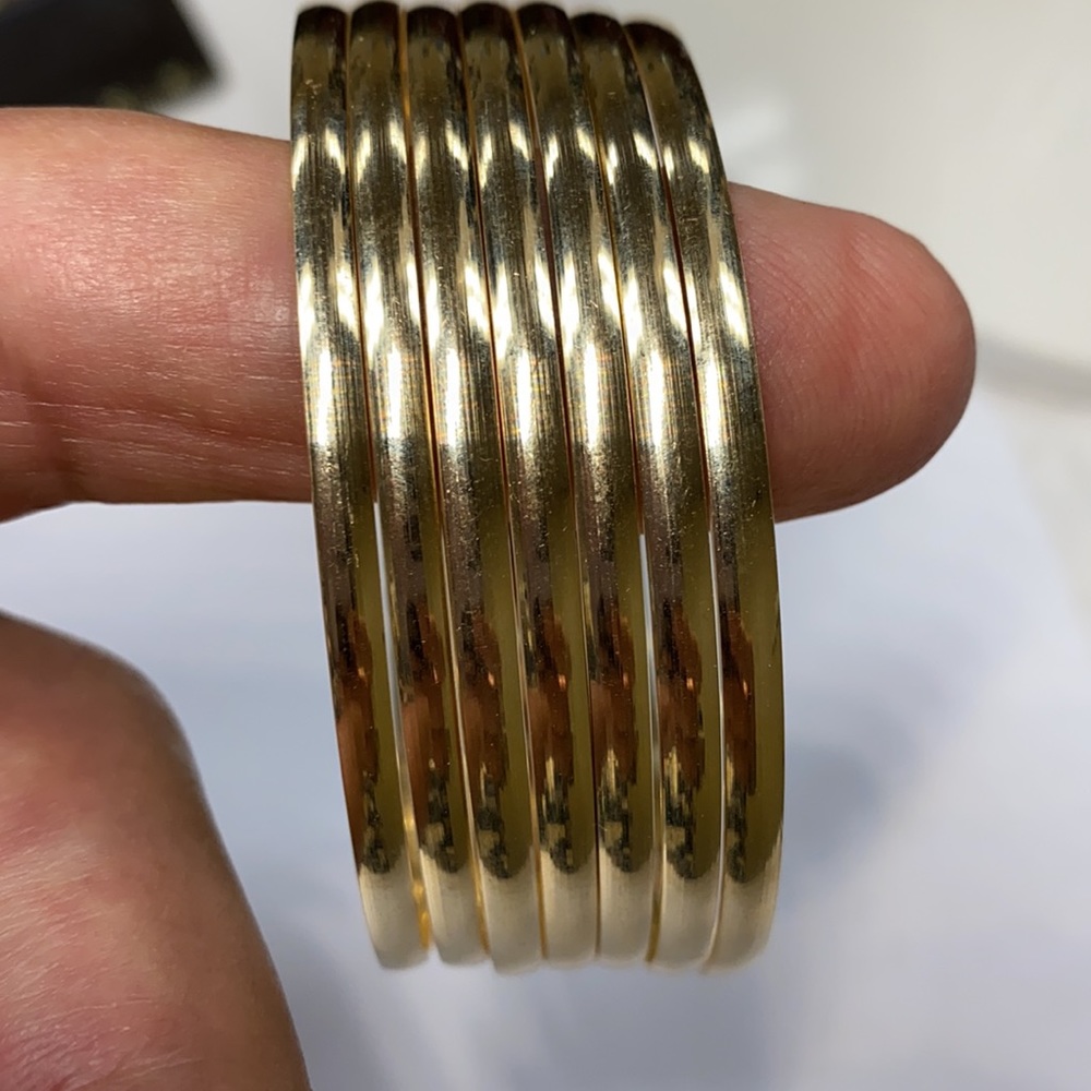 New 14k Solid Gold 7 Bangle Bracelets - image 4